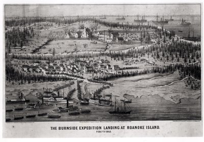 La spedizione di Burnside sbarca a Roanoke Island, 7 febbraio 1862 da A. J. Richards